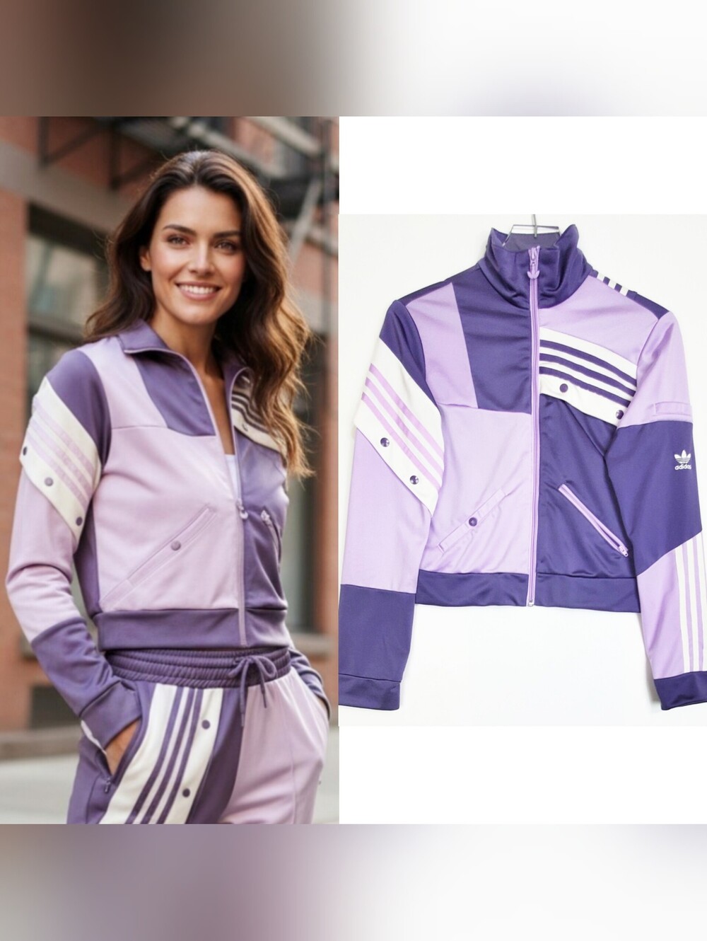 Adidas small Danielle Cathari track jacket purple retro full zip pockets trefoil